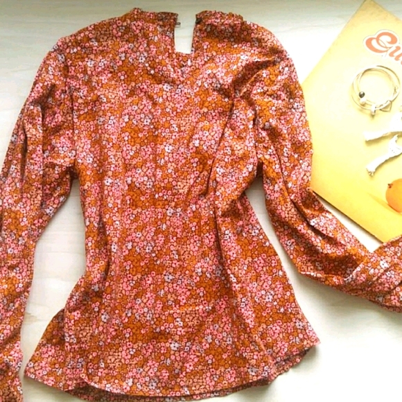 Retro Style Floral Long Sleeve Blouse - Picture 2 of 6